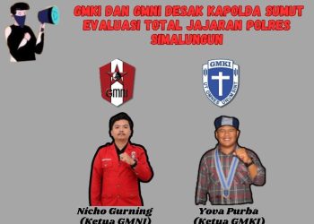 Ketua GMKI Pematangsiantar - Simalungun Yova Ivo Cordiaz Purba & Ketua DPC GMNI Nicholas Gurning.