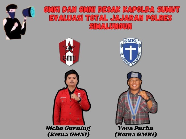 Ketua GMKI Pematangsiantar - Simalungun Yova Ivo Cordiaz Purba & Ketua DPC GMNI Nicholas Gurning.