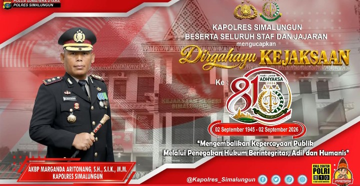 Kapolres Simalungun Ajak Perkuat Sinergi Polri-Kejaksaan di Hari Kejaksaan RI Ke - 81.