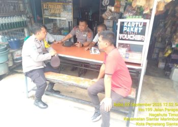 Kapolsek Siantar Marihat Sampaikan Himbauan Kamtibmas, Antisipasi 3C Kepada Warga Jalan Parapat.