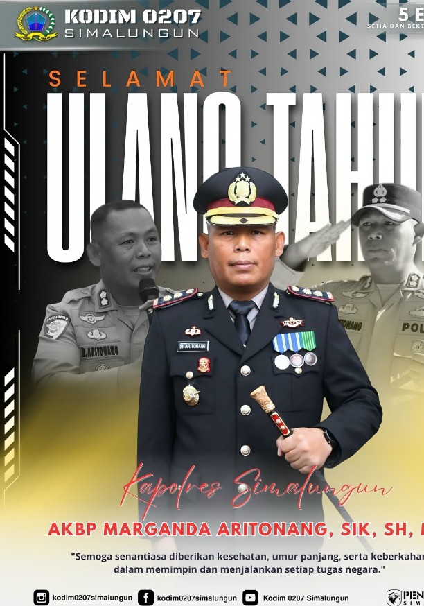 TNI-Polri Kian Erat, Dandim 0207/SML Sampaikan Ucapan Selamat Ulang Tahun Ke - 47 kepada Kapolres Simalungun.