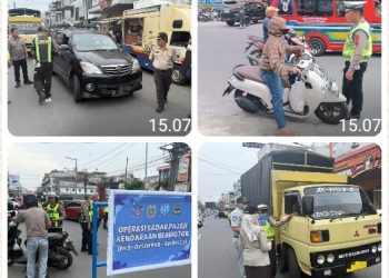 Sat Lantas Polres Pematangsiantar Laksanakan Razia Gabungan PKB Tahun 2026 di Jalan Merdeka.