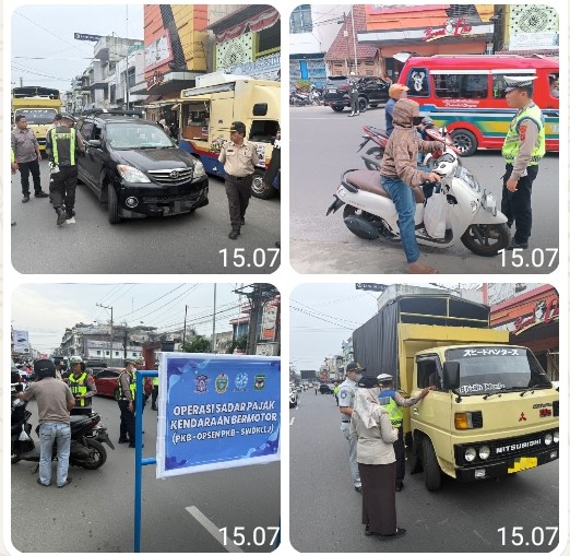 Sat Lantas Polres Pematangsiantar Laksanakan Razia Gabungan PKB Tahun 2026 di Jalan Merdeka.