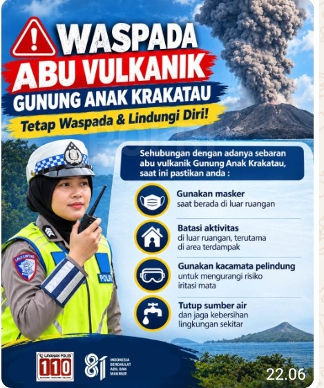 Waspada Tanpa Panik, Polres Simalungun Ajak Warga Lindungi Diri Dari Abu Vulkanik Anak Krakatau.