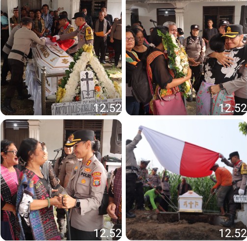 Kapolres Pematangsiantar Pimpin Upacara Persemayaman & Pemakaman Alm.AIPTU Tulus Karlos Simanjuntak.