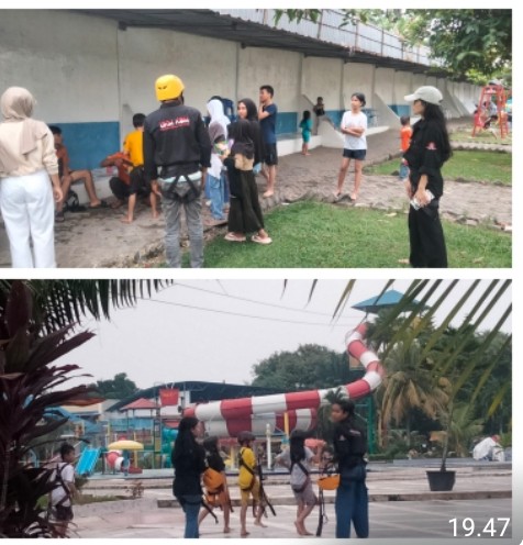 Teks Foto : Para Pengurus UKM KBM USI Saat Mengajak Anak - Anak Panti Asuhan Bermain Flying Fox.