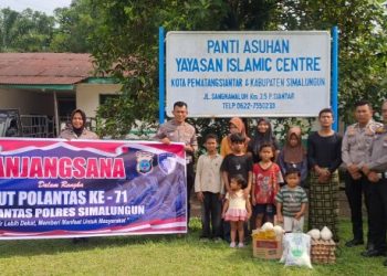 HUT Lalu Lintas Ke - 71, Satlantas Polres Simalungun Anjangsana & Bagikan Sembako ke Panti Asuhan.