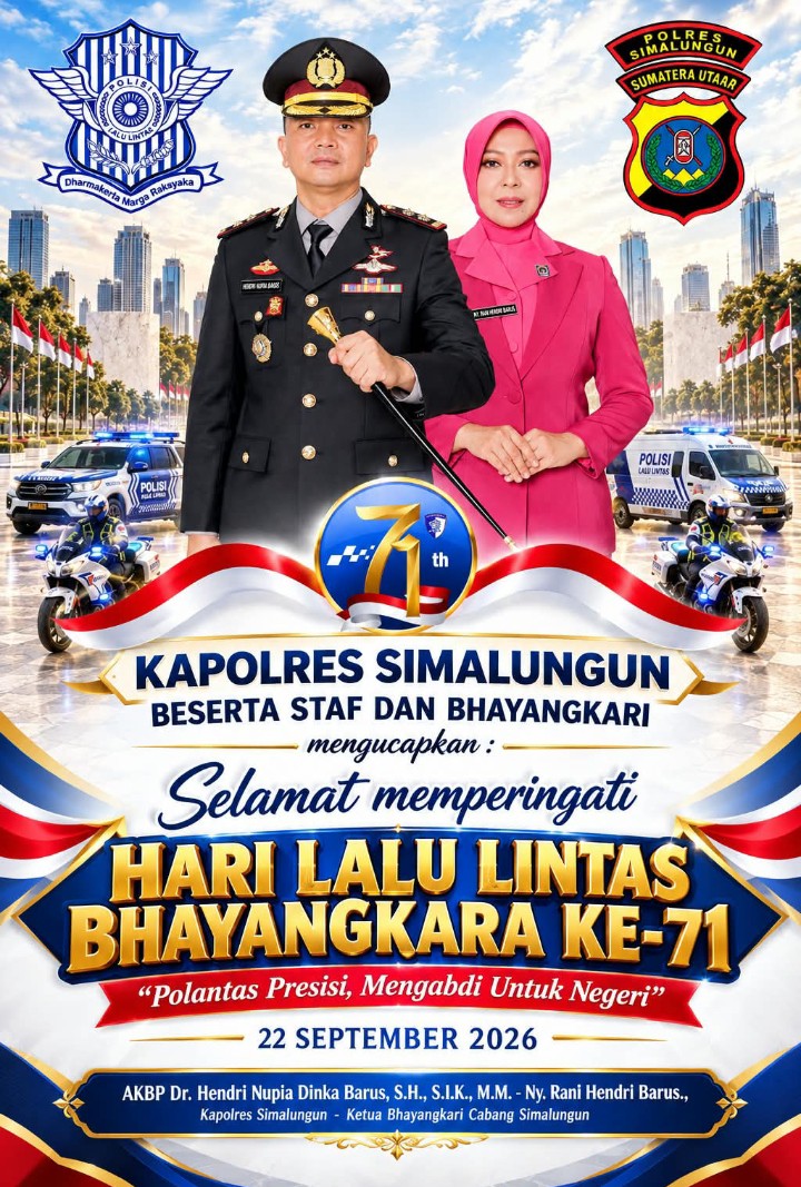 "Polantas Presisi, Mengabdi Untuk Negeri", Kapolres Simalungun Beserta Bhayangkari Peringati Hari Lalu Lintas Bhayangkara Ke - 71.