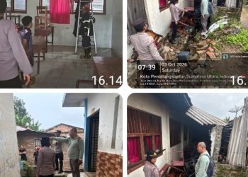 Kapolsek Siantar Utara Cek TKP Kebakaran di SMP Negeri 6.