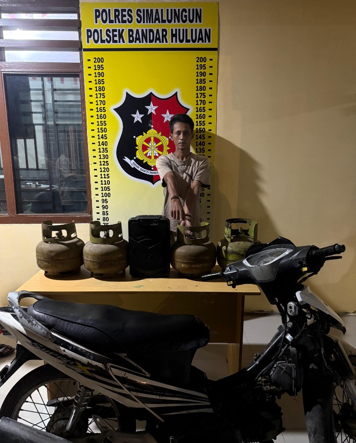 Polisi Bersama Masyarakat, Polsek Bandar Huluan Ringkus Pelaku Pencurian Tabung Gas & Loudspeaker Rumah Makan.