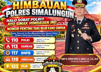 Sigap Hadapi Cuaca Ekstrem, Polres Simalungun Tempel Stiker Nomor Darurat Hingga Kawasan Wisata Danau Toba Parapat.