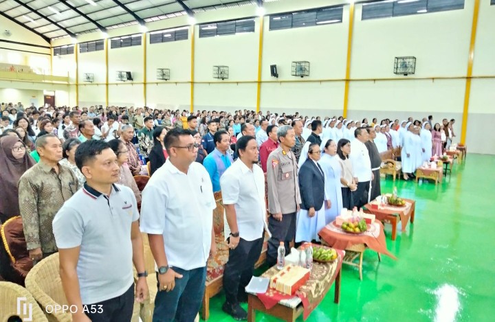 Polres Pematangsiantar Hadiri Pemberkatan & Peresmian Aula SMP Swasta RK Bintang Timur.