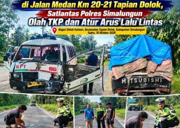 Mobil L-300 Tabrak Pick Up yang Berhenti Karena Truk Mogok di Jalan Medan Km 20-21, Satlantas Polres Simalungun Imbau Pengendara Jaga Kecepatan & Kewaspadaan.