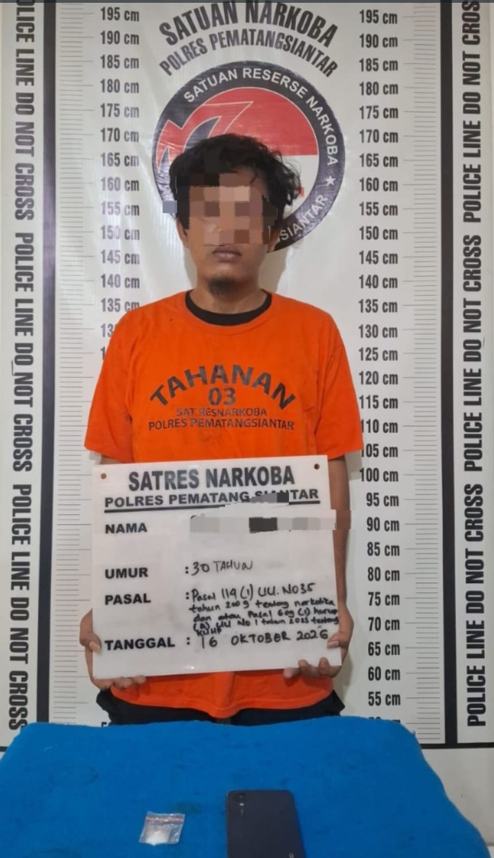 Polres Pematangsiantar Amankan Pria, Sita Sabu 1,13 Gram di Jalan Ercis.