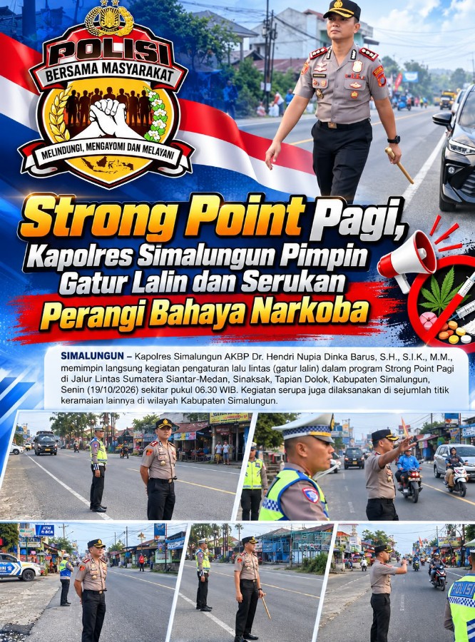 Kapolres Simalungun Turun Langsung Atur Lalu Lintas di Jalinsum Siantar - Medan, Ingatkan Pelajar & Warga Jauhi Narkoba.
