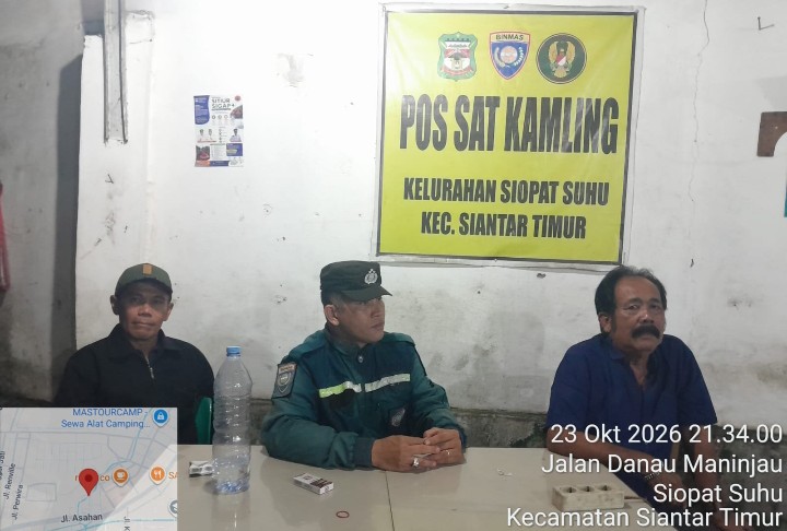 Polsek Siantar Timur Laksanakan SALING di Pos Satkamling Siopat Suhu, Cegah Tindak Pidana & Kejahatan.