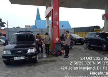 Antisipasi Guantibmas Polsek Siantar Marihat Patroli & Monitoring Pengisian BBM di SPBU.