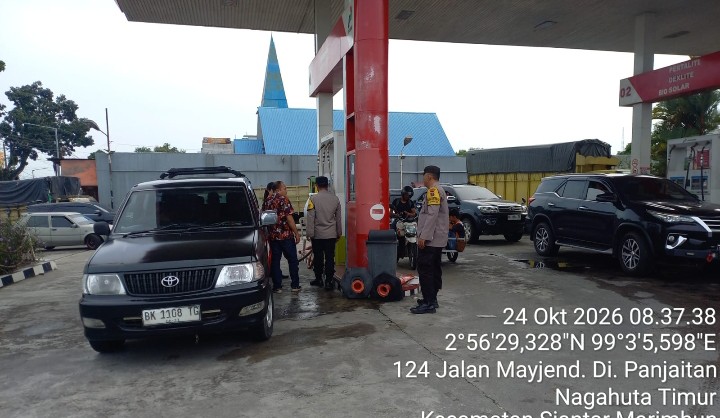 Antisipasi Guantibmas Polsek Siantar Marihat Patroli & Monitoring Pengisian BBM di SPBU.