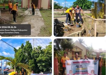 Polsek Bosar Maligas Gelar Green Policing, Polisi & Jemaat GKPI Kerja Bakti Bersihkan Lingkungan Gereja.