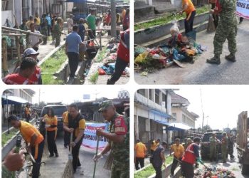 Green Policing Polres Simalungun : Kapolres, TNI & Pemkab Bergotong Royong Bersihkan Pasar Pematang Raya.
